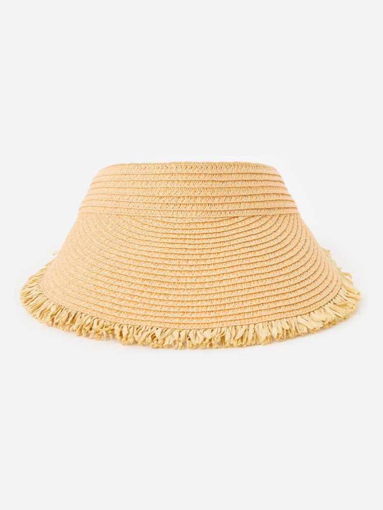 Buy Oliver Bonas Orange Straw Visor Hat with Orange Tie from  display picture 3