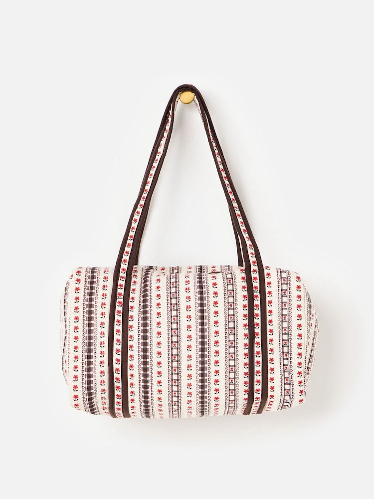Oliver Bonas Cream Floral Quilted Bag - Image 2 of 7 Oliver Bonas Cream Floral Quilted Bag - Image 2 of 7