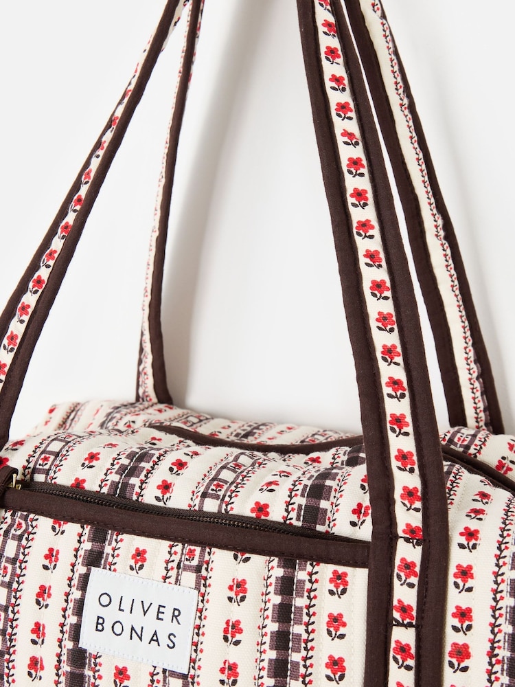 Oliver Bonas Cream Floral Quilted Bag - Image 7 of 7 Oliver Bonas Cream Floral Quilted Bag - Image 7 of 7
