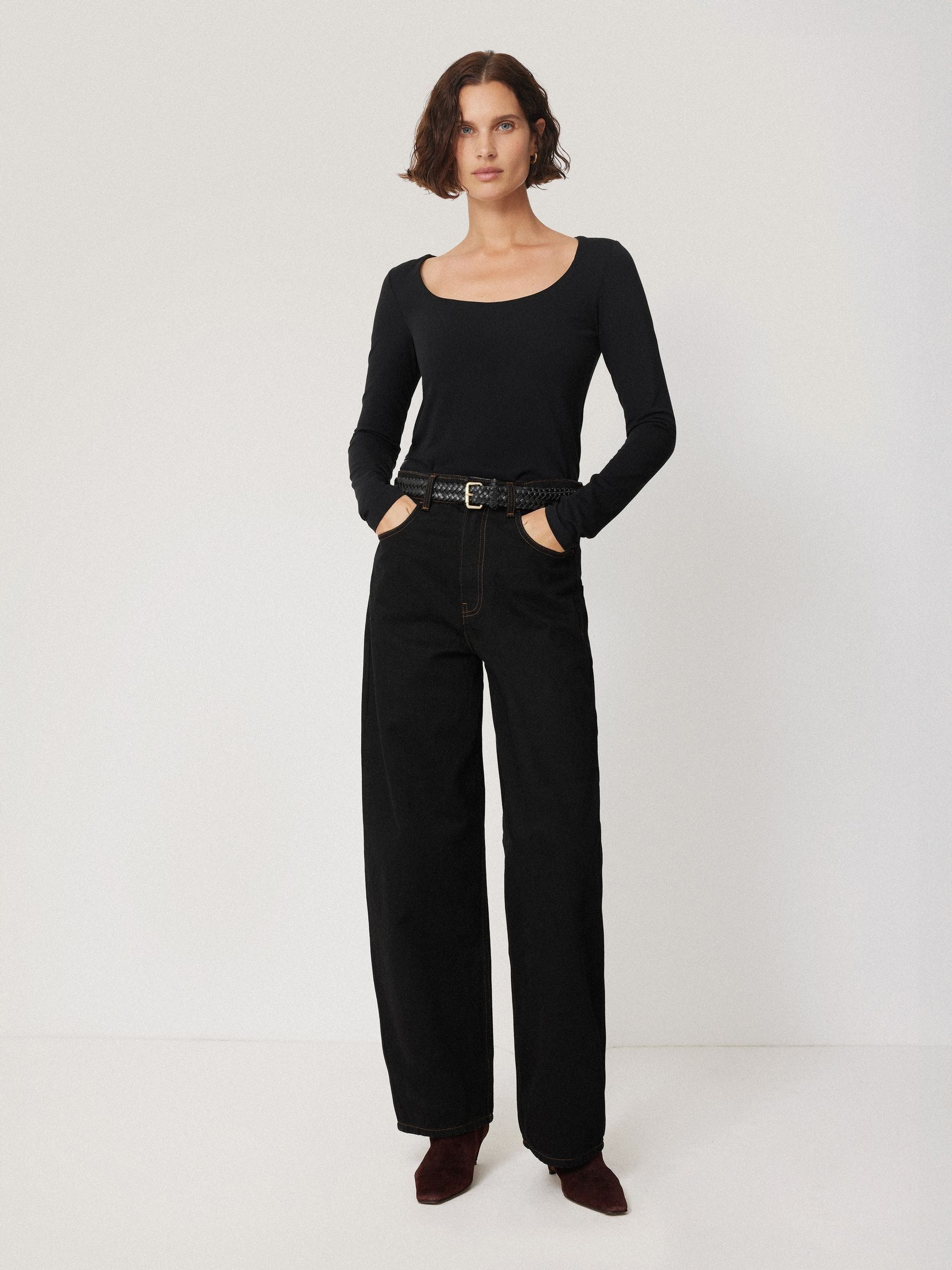Buy Jigsaw Black Double Front Ballet Neck T-Shirt from Next USA