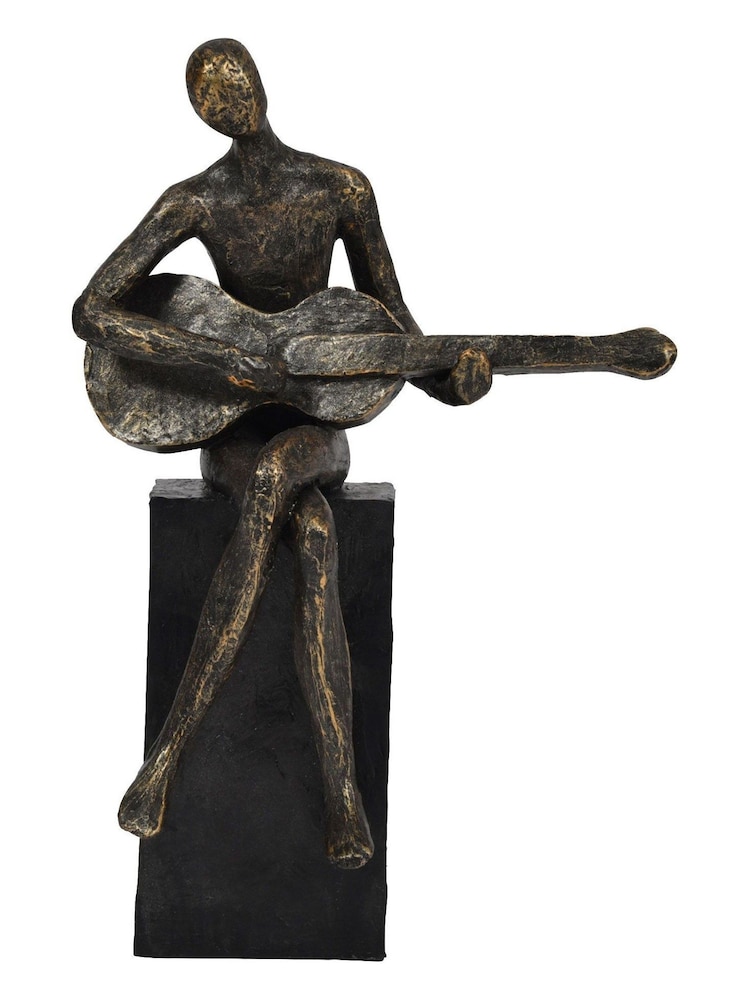 Libra Interiors Bronze Edward Guitar Textured Sculpture - Image 2 of 4