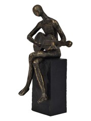 Libra Interiors Bronze Edward Guitar Textured Sculpture - Image 3 of 4