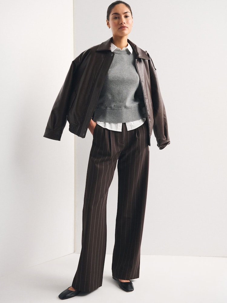 Abercrombie & Fitch Sloan Pinstripe Wide Leg Trousers - Imaginea 1 din 5