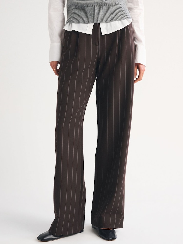 Abercrombie & Fitch Sloan Pinstripe Wide Leg Trousers - Imaginea 2 din 5
