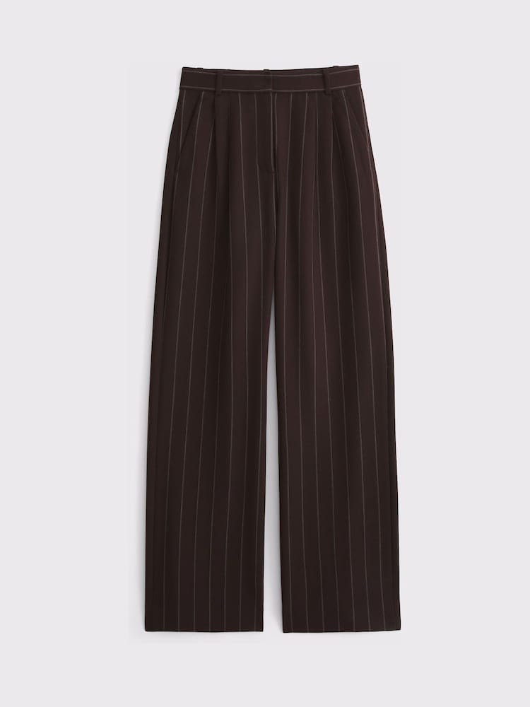 Abercrombie & Fitch Sloan Pinstripe Wide Leg Trousers - Imaginea 5 din 5