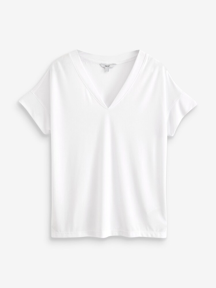 White Modal Rich Premium V-Neck T-Shirt - Image 4 of 4