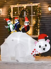 Homcom White Outdoor Inflatable Sliding Penguin Polar Bear Decoration - Image 1 of 5