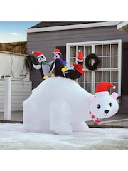 Homcom White Outdoor Inflatable Sliding Penguin Polar Bear Decoration - Image 2 of 5