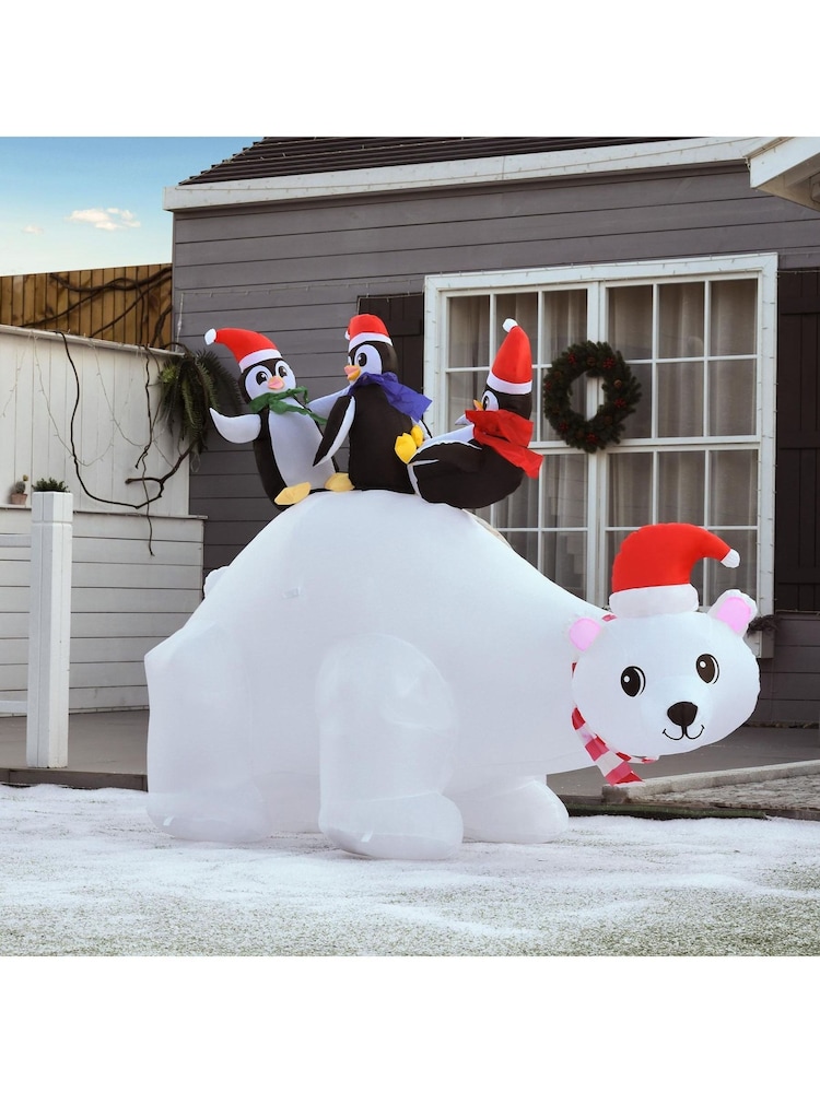 Homcom White Outdoor Inflatable Sliding Penguin Polar Bear Decoration - Image 2 of 5