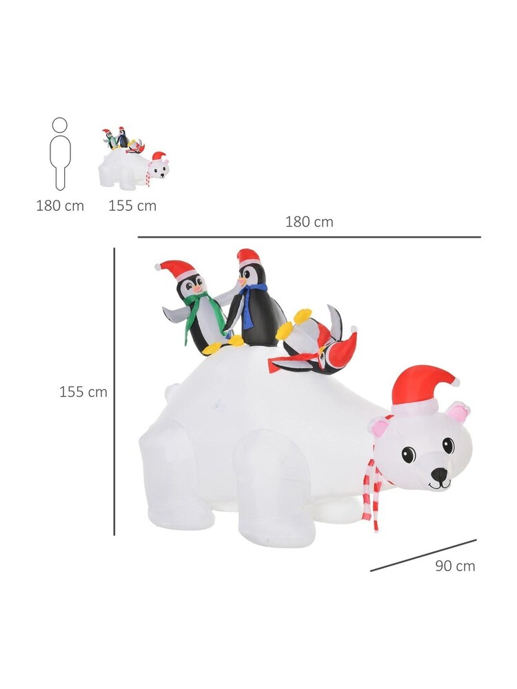 Homcom White Outdoor Inflatable Sliding Penguin Polar Bear Decoration - Image 5 of 5