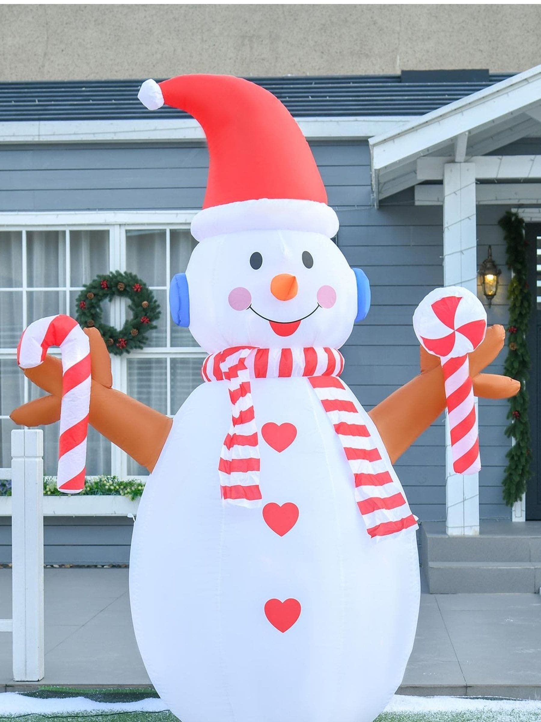Homcom Dark Christmas Inflatable Snowman, Rotating Lighted Indoor Outdoor Decoration - Image 5