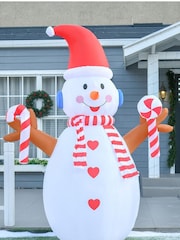 Homcom White 8ft Inflatable Light Up Snowman Decorations - Image 1 of 5