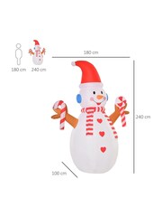 Homcom White 8ft Inflatable Light Up Snowman Decorations - Image 5 of 5