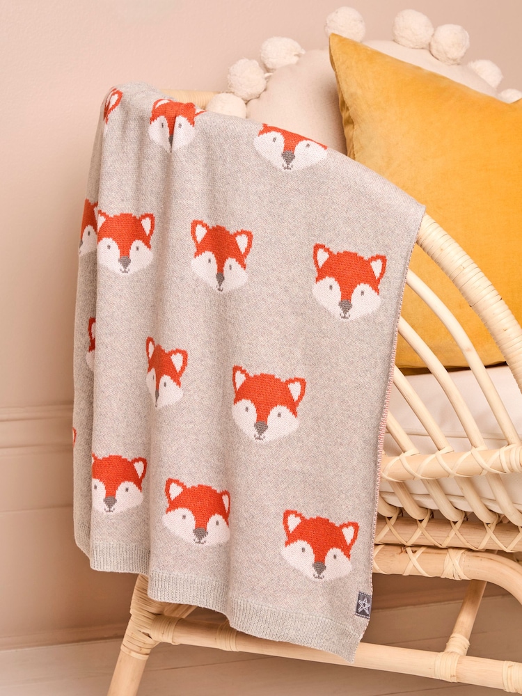 JoJo Maman Bébé Grey Fox Knitted Shawl - Image 1 of 4