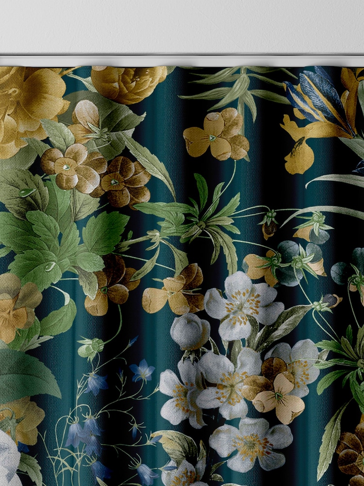Graham & Brown Midnight Black Glasshouse Flora Made to Measure 100% Cotton Curtains - Image 6 of 8