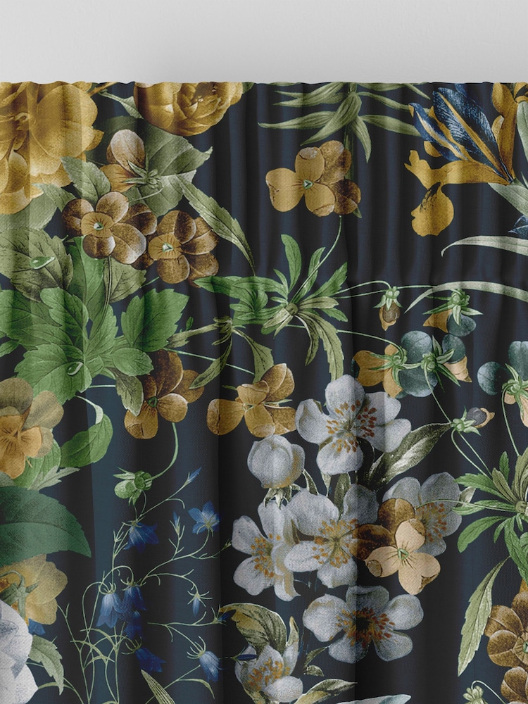Graham & Brown Midnight Black Glasshouse Flora Made to Measure 100% Cotton Curtains - Image 7 of 8