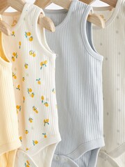 Zielony/ecru - Baby Vest Bodysuits 4 Pack - Image 1 of 6