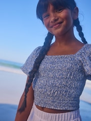 Blue Ditsy Printed Shirred Blouse (3-16yrs) - Image 1 of 7
