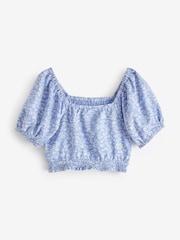 Blue Ditsy Printed Shirred Blouse (3-16yrs) - Image 6 of 7