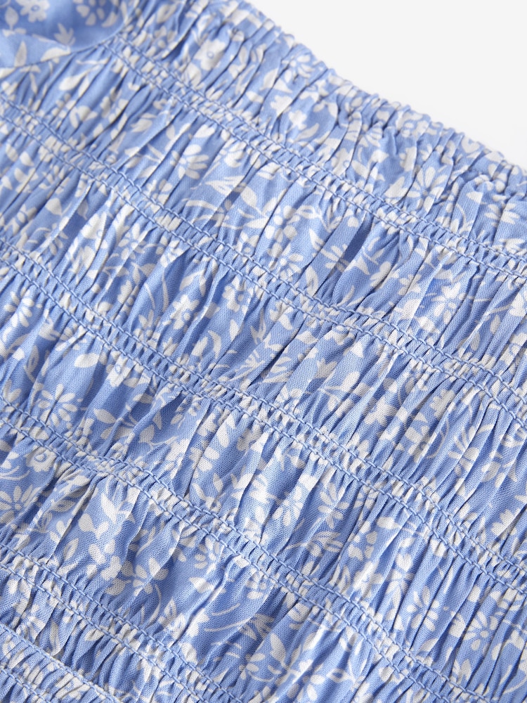 Blue Ditsy Printed Shirred Blouse (3-16yrs) - Image 7 of 7