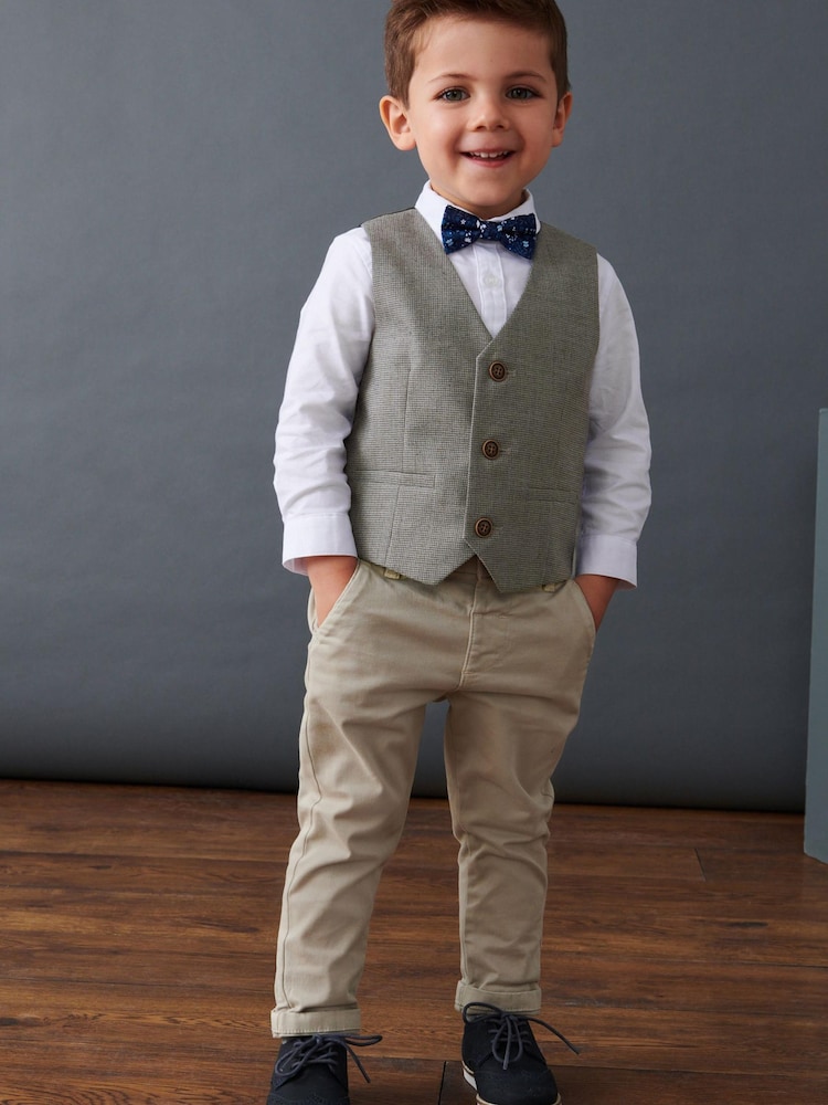 Grey Dogtooth Waistcoat, Shirt And Bow Tie Set (3mths-9yrs) - Image 2 of 6