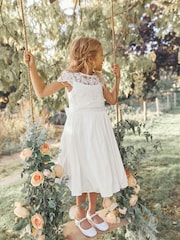 White Lace Bodice Flower Girl Bow Dress (3-16yrs) - Image 1 of 6