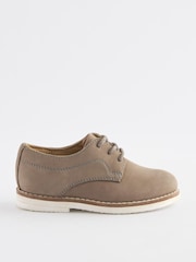 Stone Grey Leather Derby Lace-Up Shoes - Image 2 of 6