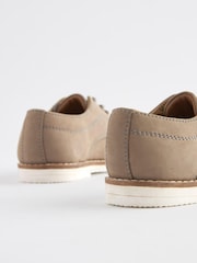 Stone Grey Leather Derby Lace-Up Shoes - Image 5 of 6