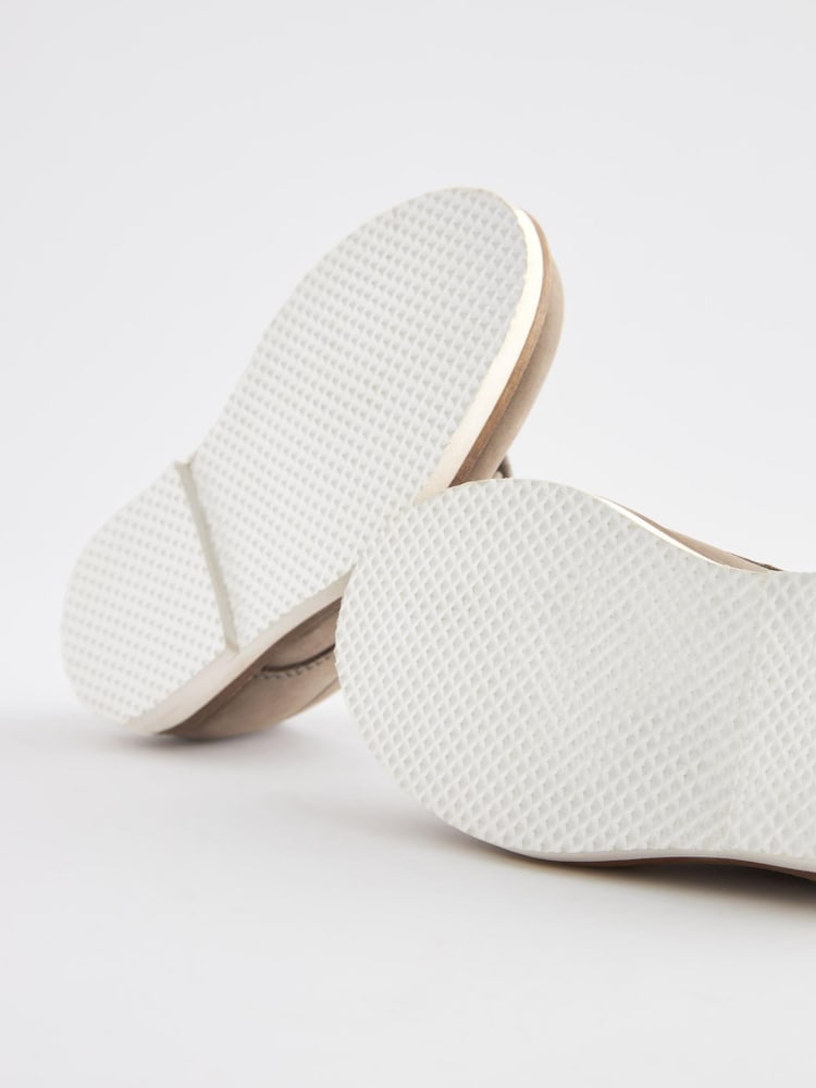 Stone Grey Leather Derby Lace-Up Shoes - Image 6 of 6