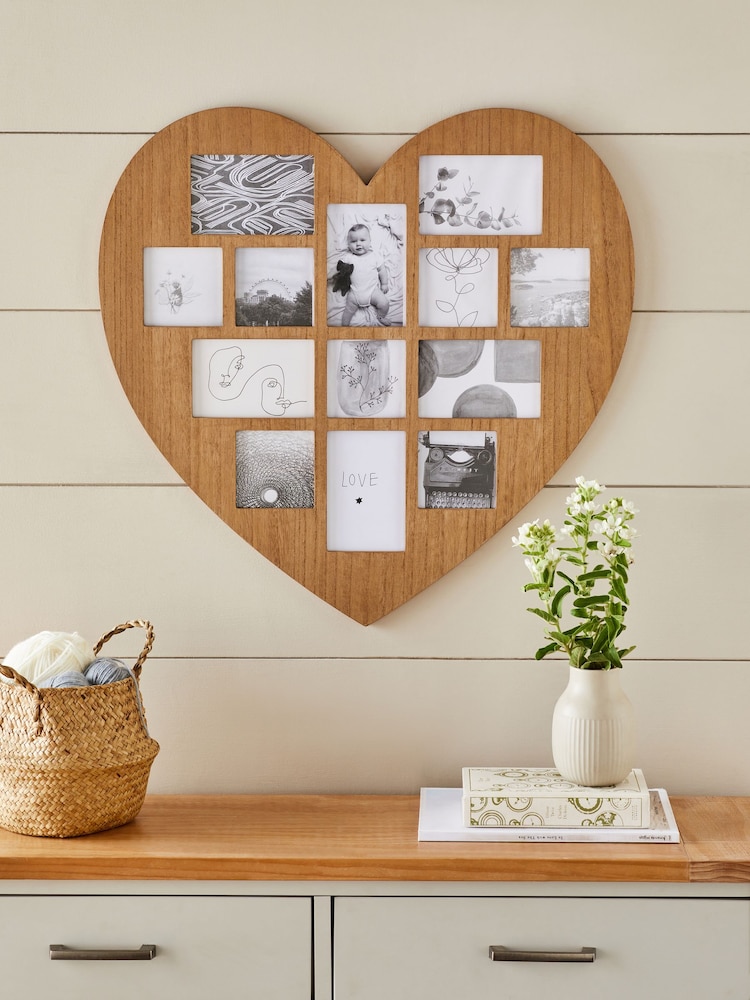 Natural Bronx Heart Shaped Collage Picture Frame - Image 1 of 6