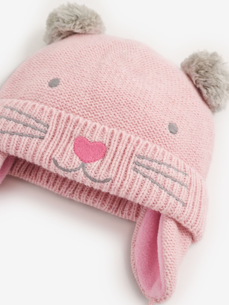 JoJo Maman Bébé Pink Girls' Cat Hat - Image 2 of 4