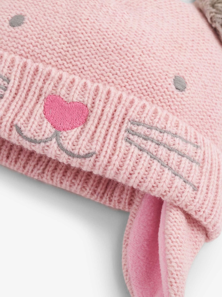 JoJo Maman Bébé Pink Girls' Cat Hat - Image 3 of 4