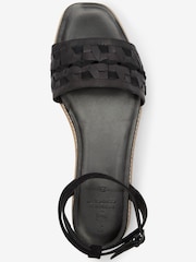 Black Regular/Wide Fit Forever Comfort® Leather Platform Sandals with Woven Detail - Image 5 of 6