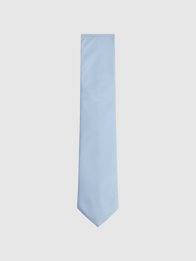 Reiss Soft Blue Ceremony Textured Silk-Blend Tie - Image 1 of 5