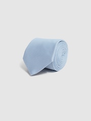 Reiss Soft Blue Ceremony Textured Silk-Blend Tie - Image 3 of 5