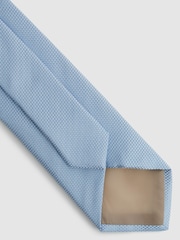 Reiss Soft Blue Ceremony Textured Silk-Blend Tie - Image 4 of 5