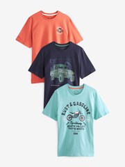 Motorbike Mix Print T-Shirts 3 Pack - Image 1 of 11