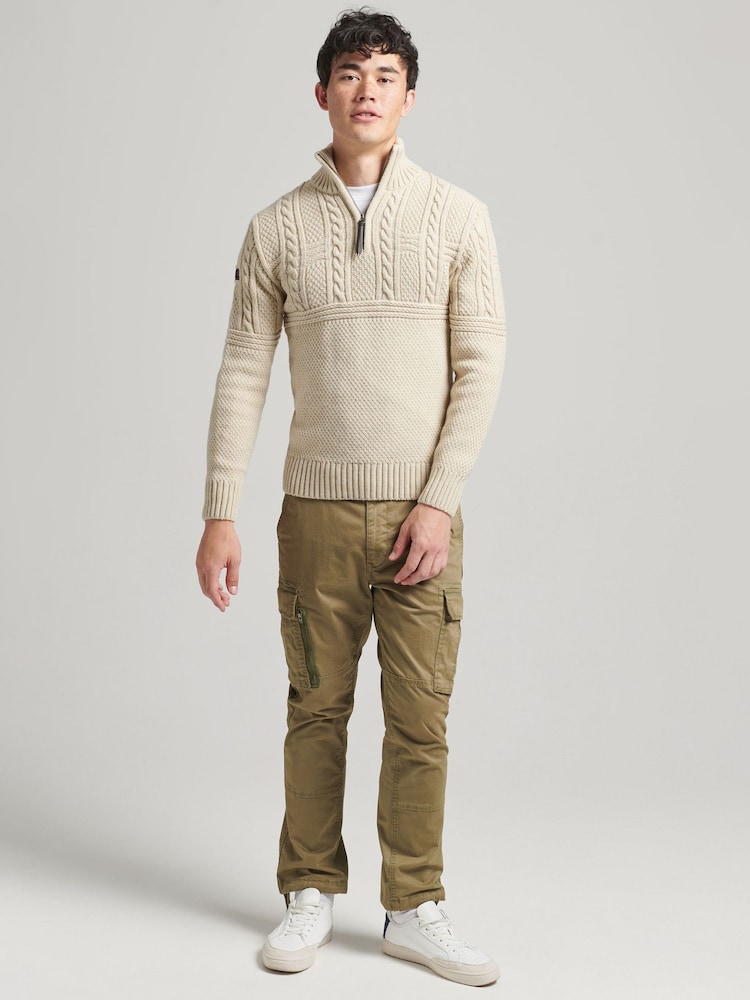 Superdry Ecru Jacob Henley Jumper - Image 1 of 5