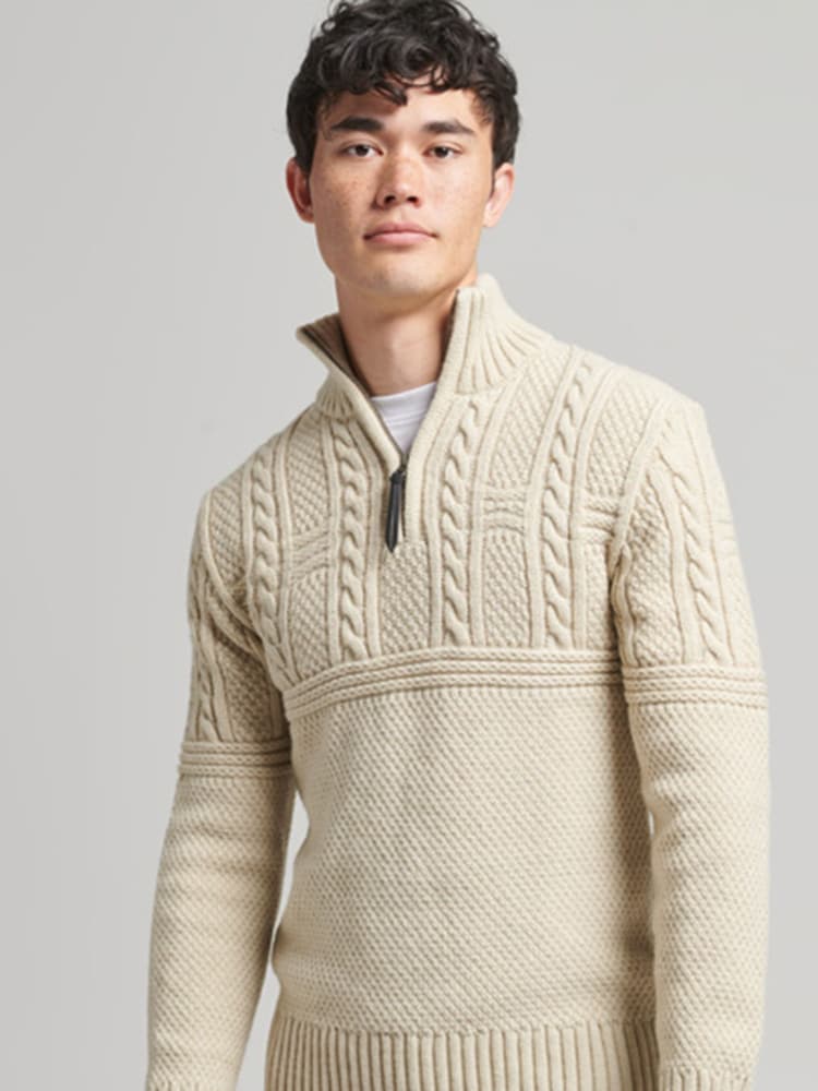 Superdry Ecru Jacob Henley Jumper - Image 2 of 5