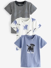 Marineblau - Kurzarm-T-Shirt mit Tiermotiven im 3er-Pack (3 M.–7 J.) - Bild 1 von 4
