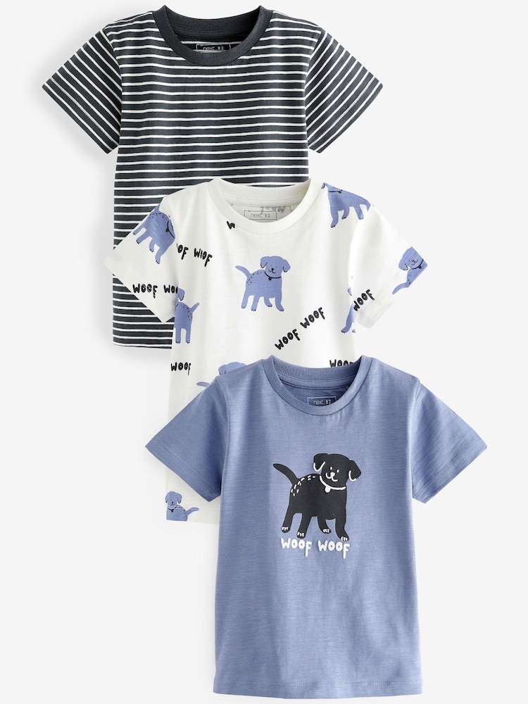 Marineblau - Kurzarm-T-Shirt mit Tiermotiven im 3er-Pack (3 M.–7 J.) - Bild 1 von 4