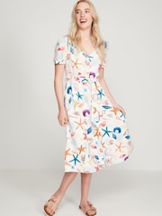 Khost Cream Clothing Seashell Print Midi Dress - Image 1 of 5