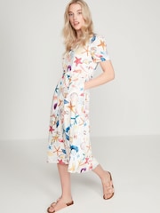 Khost Cream Clothing Seashell Print Midi Dress - Image 4 of 5