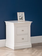 Julian Bowen White Clermont 2 Drawer Bedside Table - Image 1 of 4