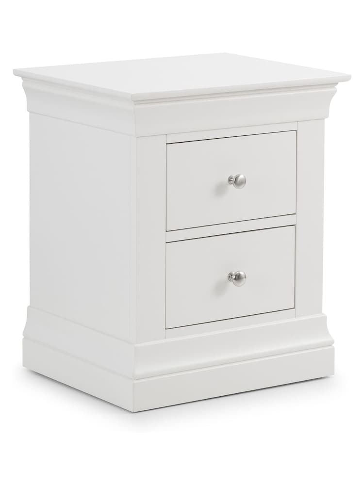 Julian Bowen White Clermont 2 Drawer Bedside Table - Image 2 of 4
