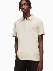 AllSaints Natural Brace Short Sleeve 100% Cotton Polo Shirt - Image 1 of 6