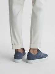 Reiss Airforce Blue Finley Lace Up Leather Trainers - Image 3 of 6