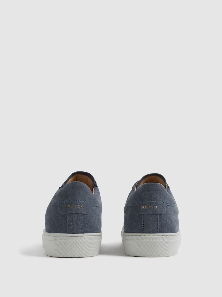 Reiss Airforce Blue Finley Lace Up Leather Trainers - Image 6 of 6