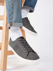 Grey Wide Fit Perforated Side Trainers - Image 2 of 6