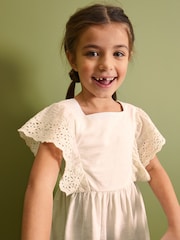 White Broderie Soft Slub Jersey Dress (3-16yrs) - Image 4 of 6